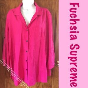 Fuchsia colored button down Blouse 2XL